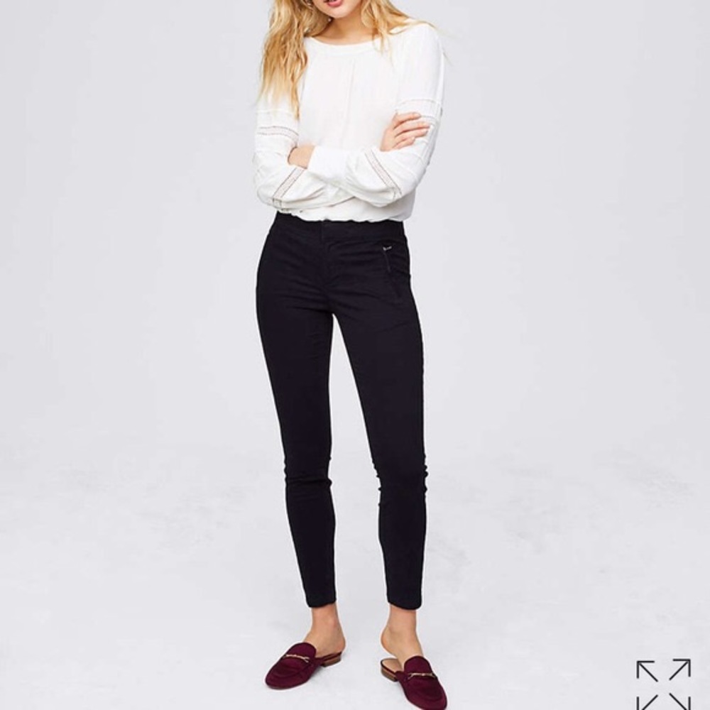 LOFT Skinny Zip Pocket Sateen Pants